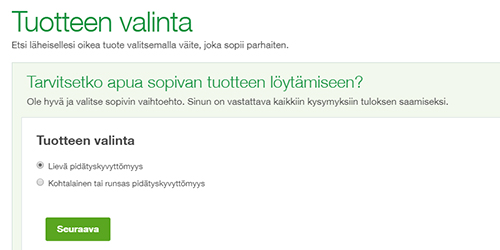 Kuva TENA Läheisistä huolehtiminen -tuotevalinnasta Kuva TENA Läheisistä huolehtiminen -tuotevalinnasta